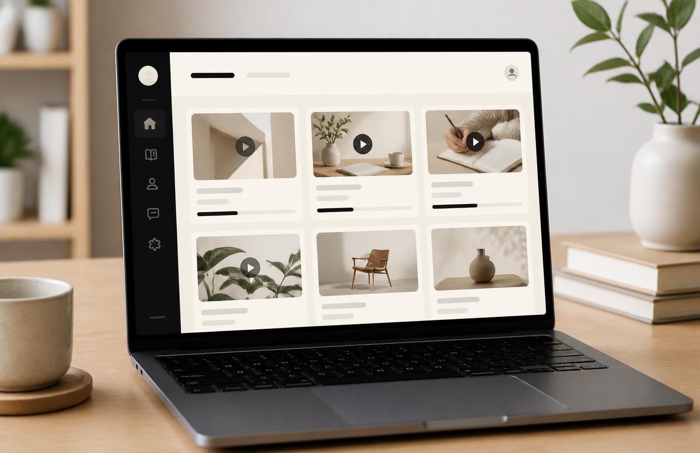 Course platform interface with lesson modules